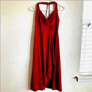 Vintage 70- 80’s Union Made Halter Red Tie Neck Strap Maxi Dress